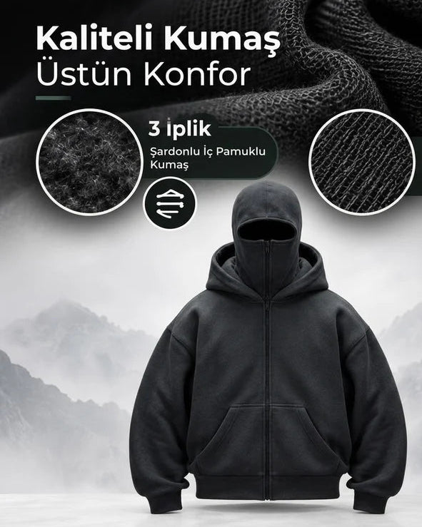 Ninjaclava™ 3 İplik Kar Maskeli Ninja Hırka Polar